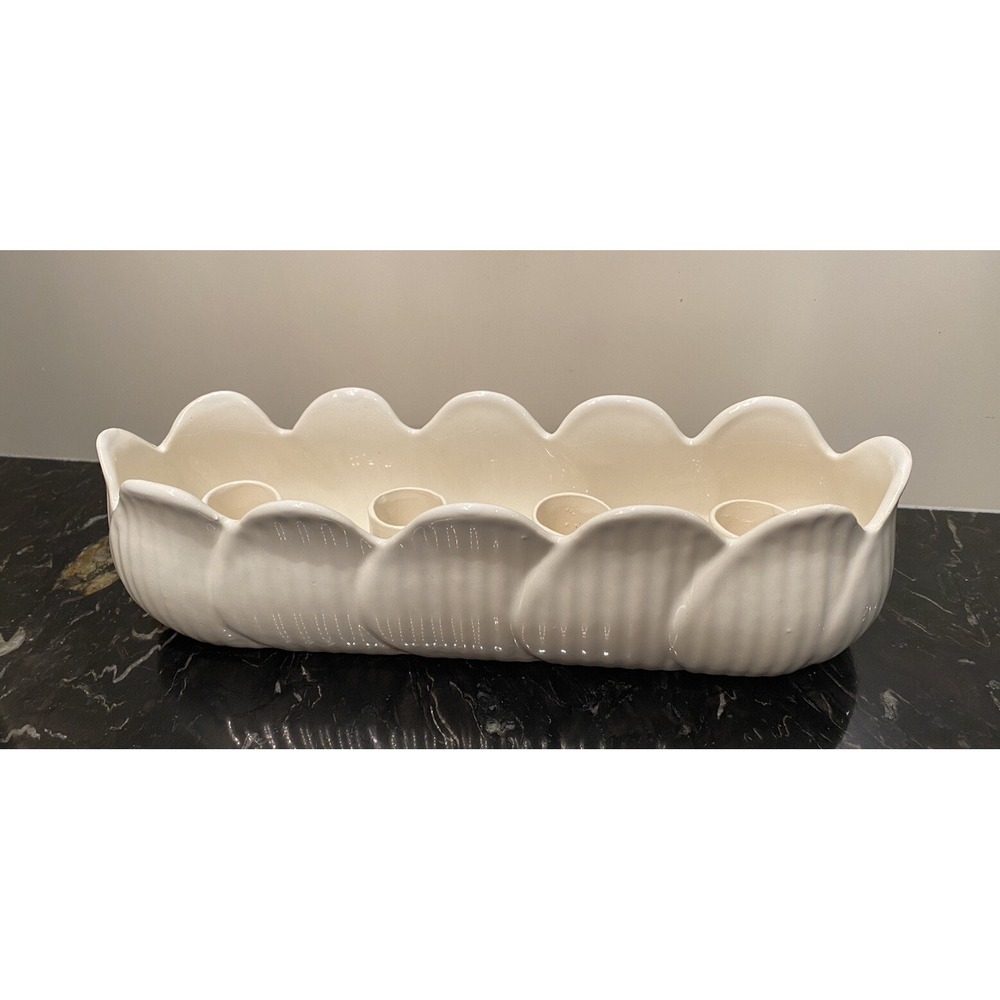 1980 Vintage Porcelain 4-Candle Holder Floral Made in Japan 11"x 2.75"x 2.75"